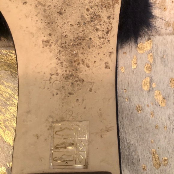 J.Crew Faux-Fur Antique Navy Blue Slide Sandals - Picture 9 of 9